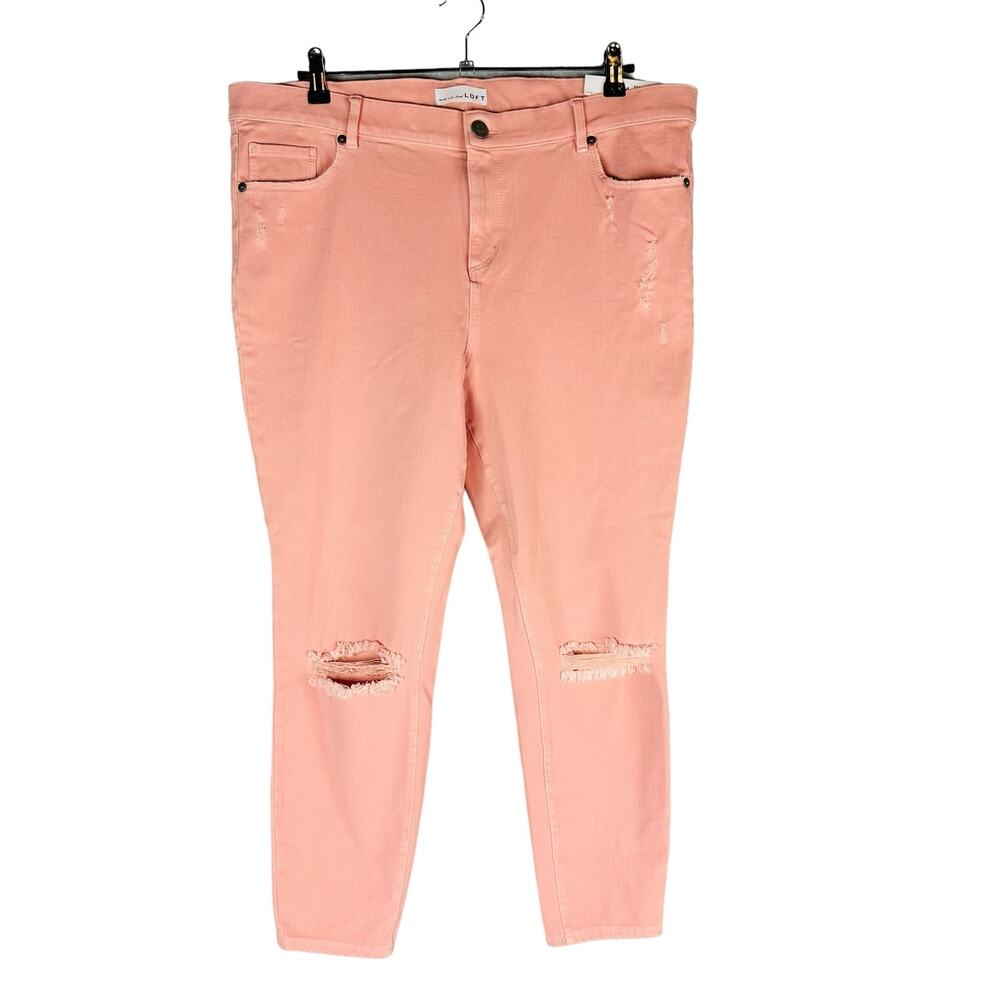 New Loft Womans Sz 34 18 Petite Jeans Performance Denim Legging Pink Stretch NWT